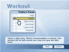 workout selection screen